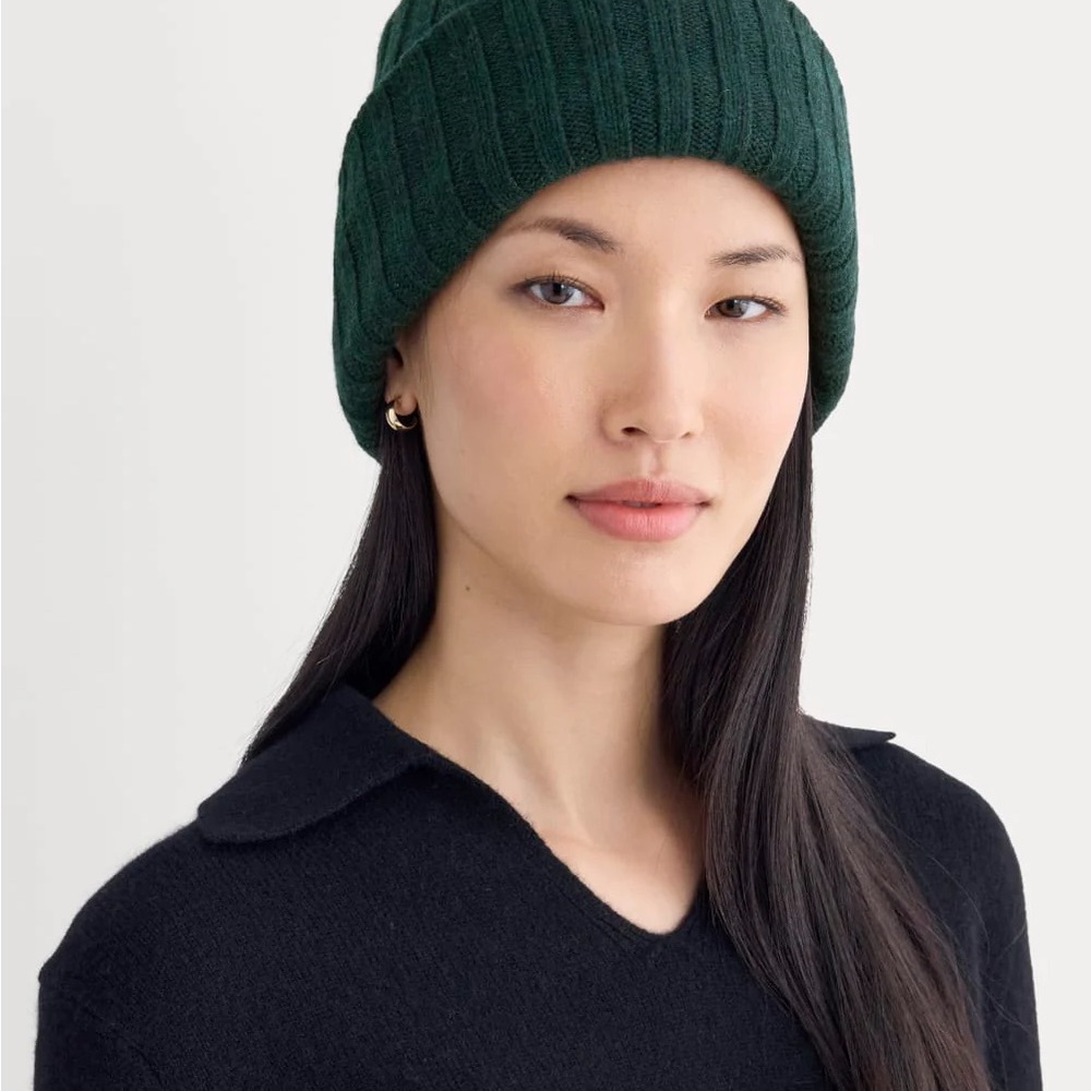 Everlane Chunky Ribbed Green Knit Beanie